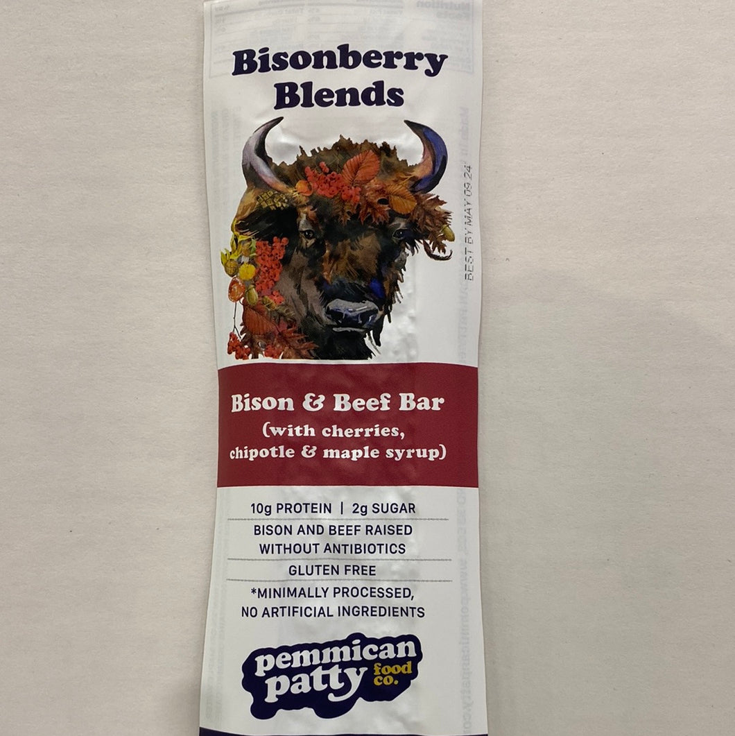 Pemmican Patty Bisonberry Blends Cherry Chipotle Bison & Beef Bar